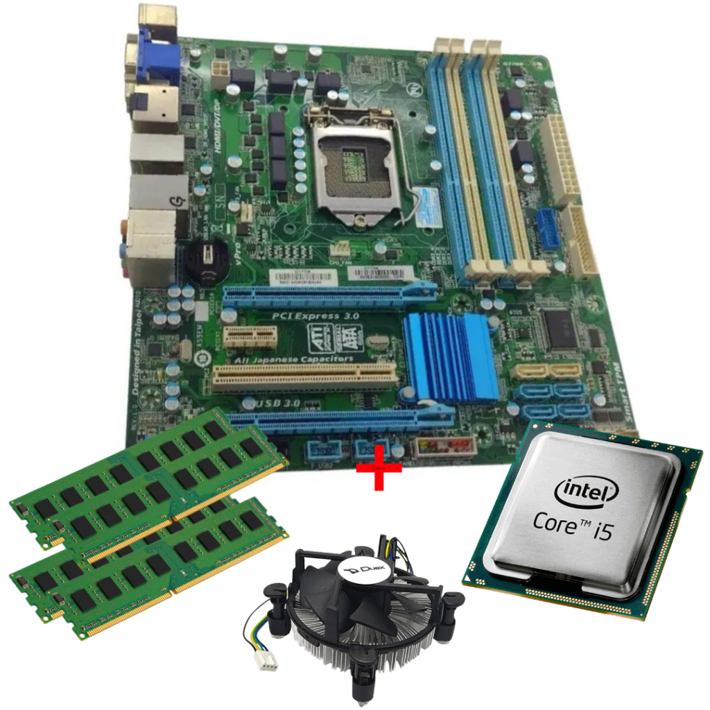 Kit Placa Mãe Upgrade – Kit 1155 - STI Q77 DB + Processador Core i5 + Cooler + 8GB DDR3 - PROMOÇÃO