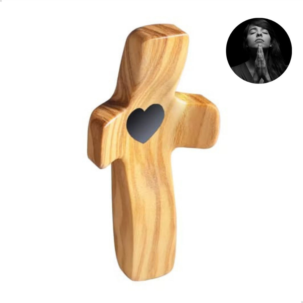 Cruz de Bolso Para Oração Madeira Natural Acalma