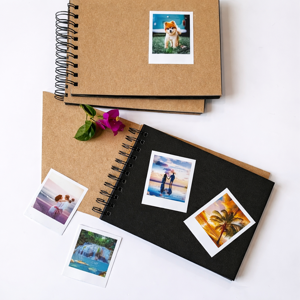 Caderno Ecológico Papel PRETO 40 folhas (80 páginas) 15x21cm Capa Kraft 420g Scrapbook