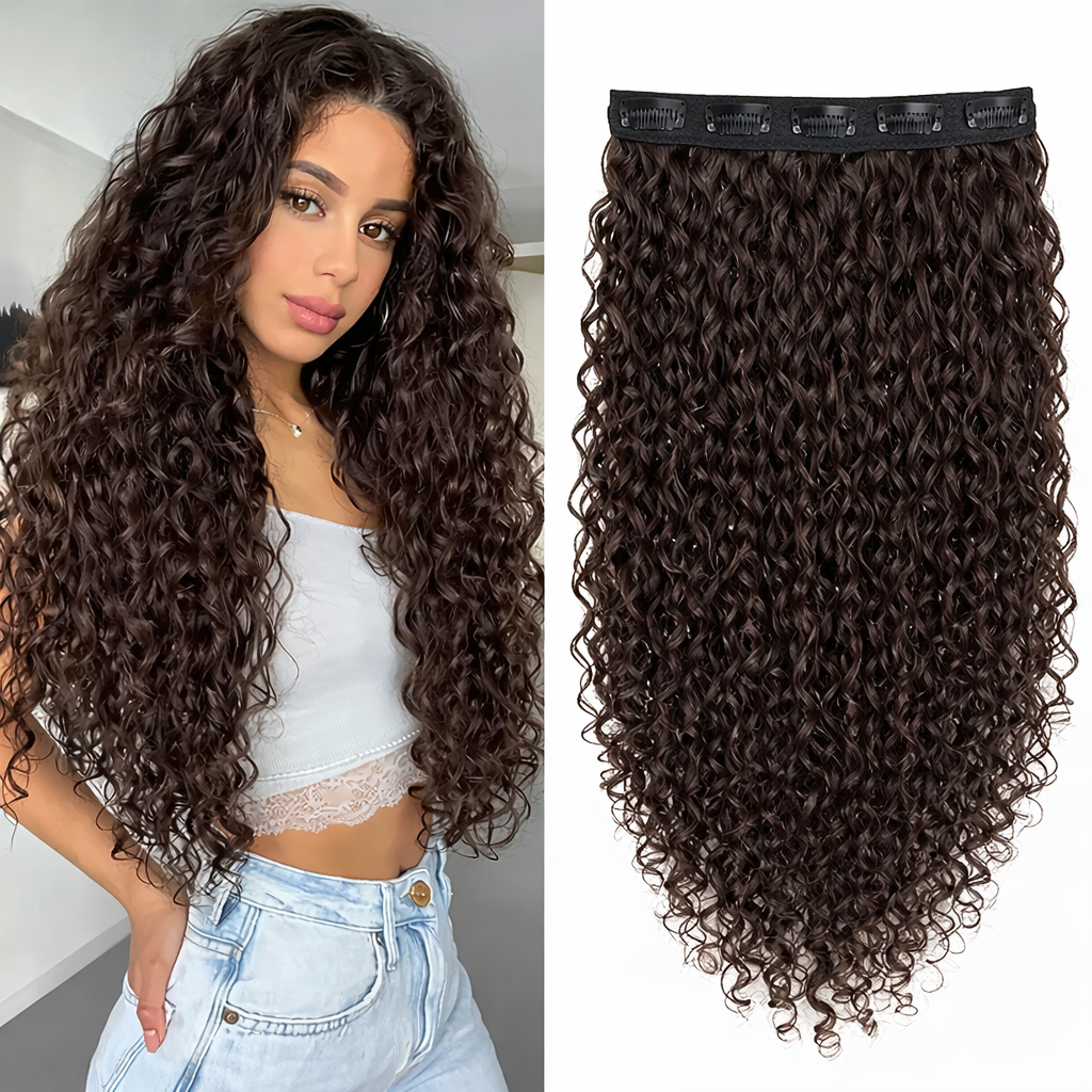 Aplique Tic Tac Cacheado Cabelo Castanho Preto Humano Tela Fibra Orgânico Alongamento Encaracolado Loiro Mega Hair 60cm