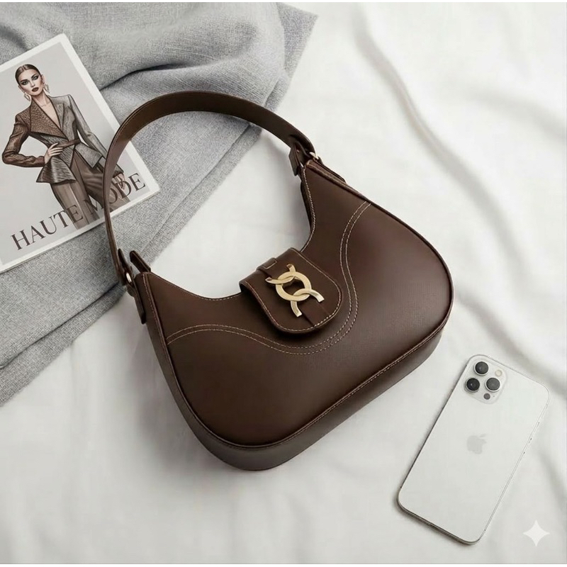 Bolsa Feminina Baguete Média De Ombro Estilosa Casual Bolsa Meia Lua