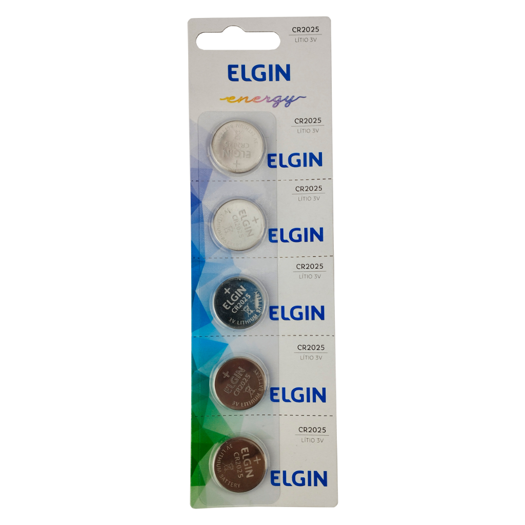 Bateria Pilha Elgin CR2025 Cartela 5 CR 2025 Alcalina