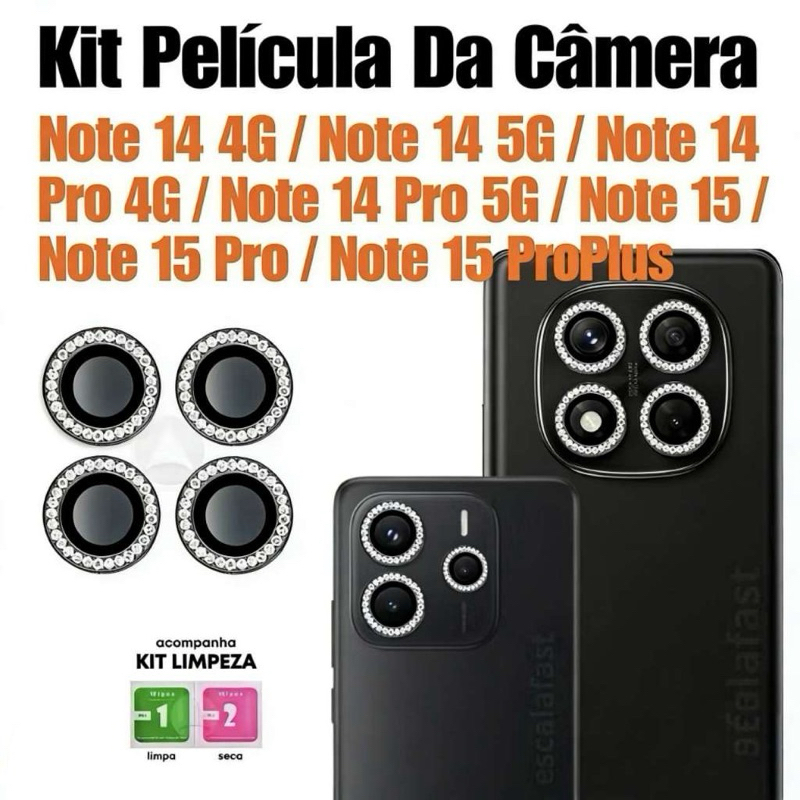 Película de Proteção para Câmera Note 14 4G/5G | Note 14 Pro 4G/5G | Note 15 | Note 15 Pro | Pro Plus