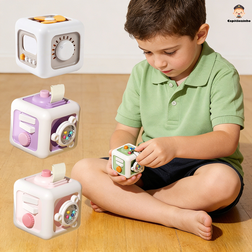 6 em 1 Montessori Brinquedos Educativos Sensory Busy Board Baby Practice Skills Drawer Cube Fidget Brinquedos Educativos