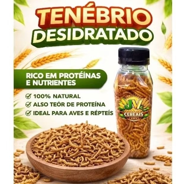 Tenébrio Desidratado (Petisco para roedores, hamster, aves e répteis)