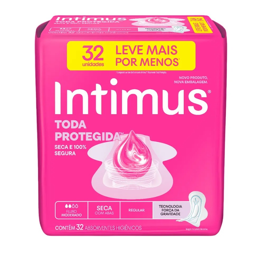 Absorvente Intimus Tripla Proteção Seca com Abas Fluxo Médio 32 Unidades