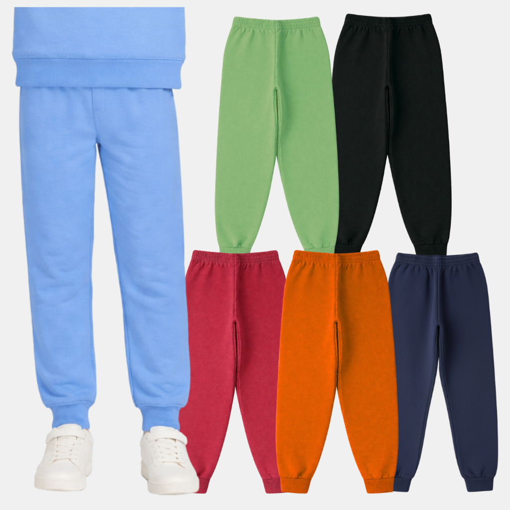 Kit Sortido 3 Calças Moletom Masculino c/ Punho Infantil Juvenil Básica Uniforme Escolar 1 ao 14