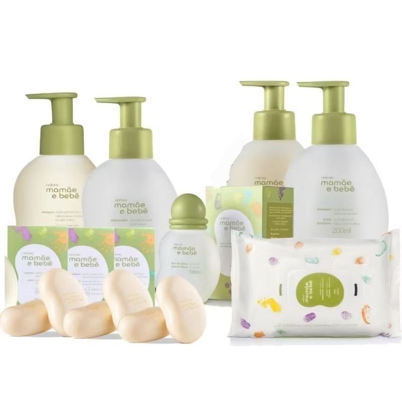 Kit Natura Mamãe e Bebê completo com sabonete em barra