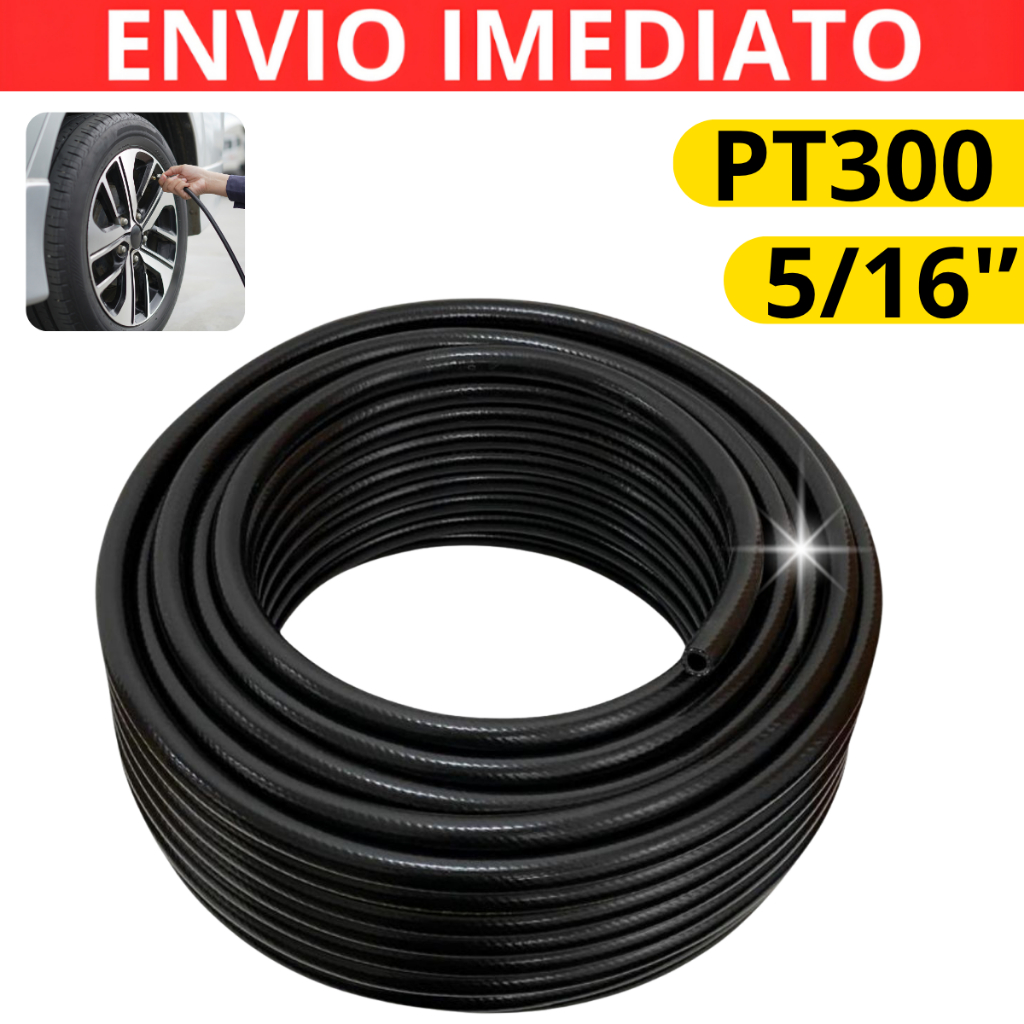 Mangueira Compressor 5/16 PT 300 Reforçada 300 PSI Alta Pressão Pneumática para Pintura Pneus 10,20,30 ou 50 metros