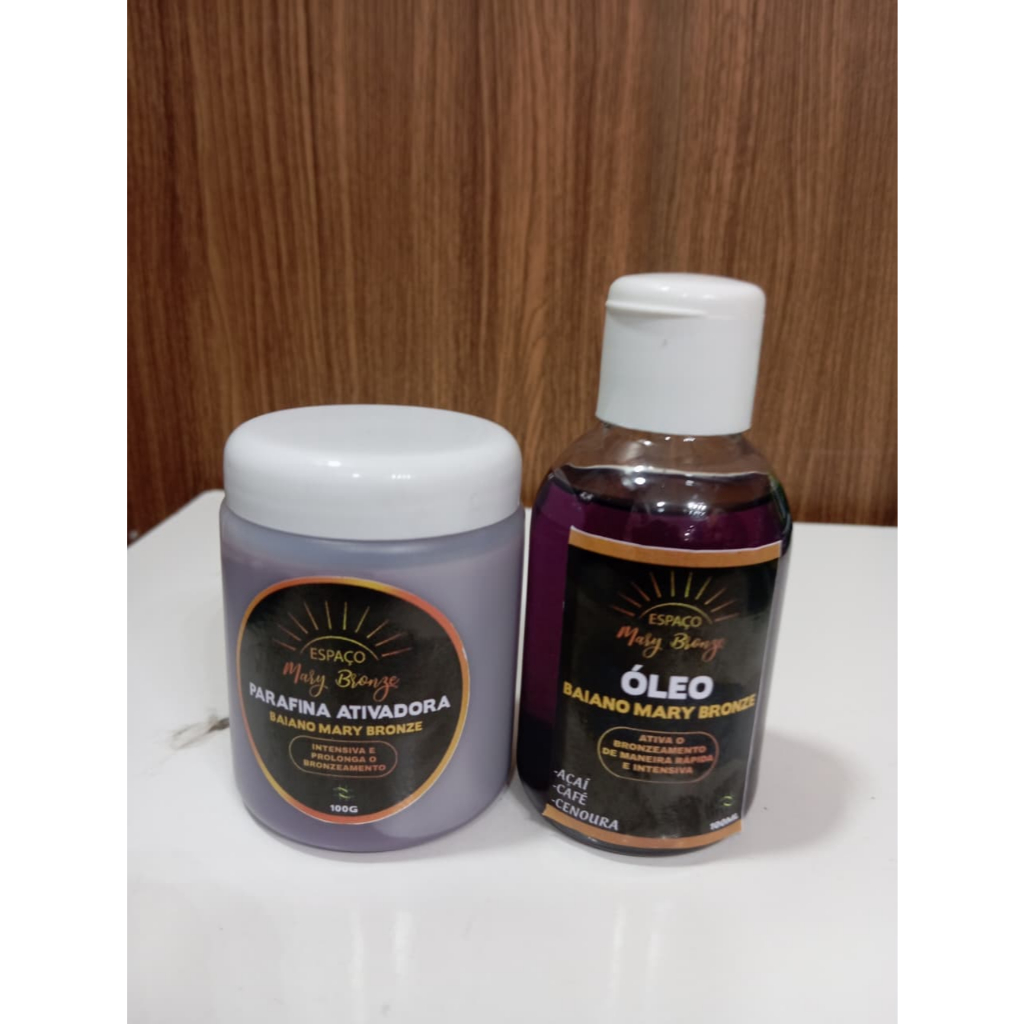 Kit Oléo Acelerador De Bronze 100ml + Parafina Bronzeadora 100gr Mary Bronze