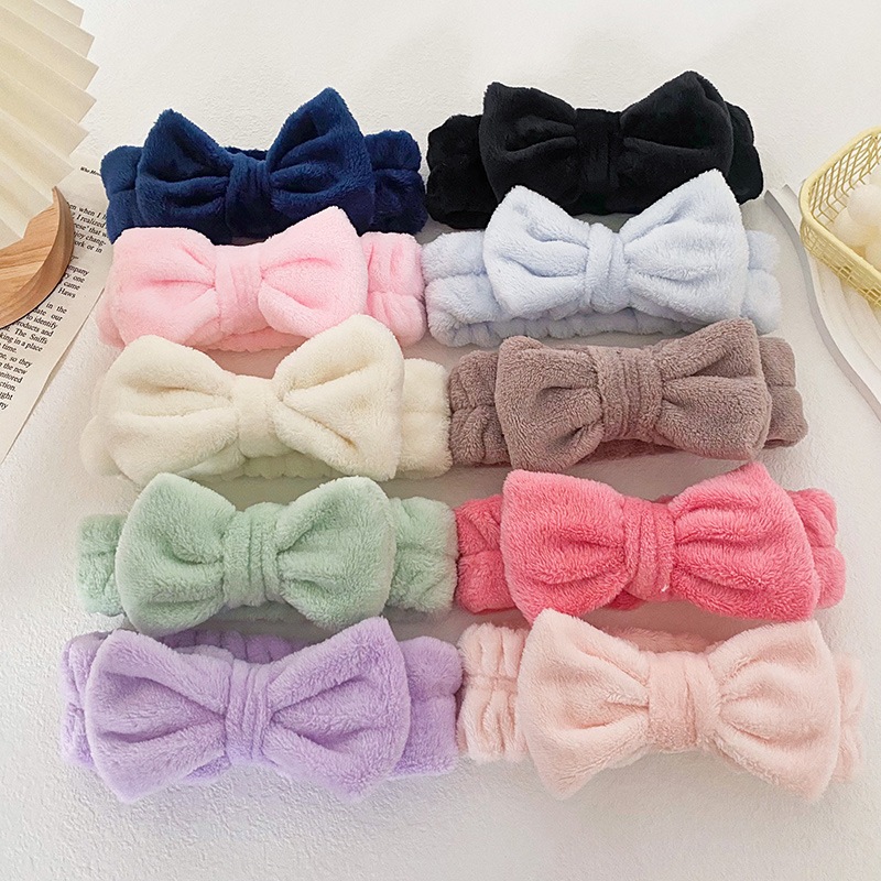 12 Peças Headband Feminino Laço Fluffy Grande-Elástico Confortável para Maquiagem e Limpeza Facial, Acessório Prático R8