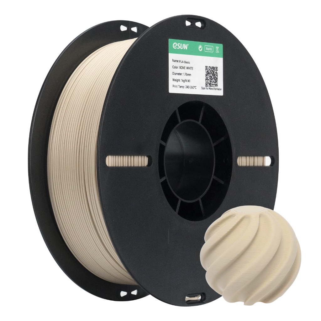 Filamento PLA ESUN para Impressora 3D - Cor Branco Osso1kg - 1,75mm