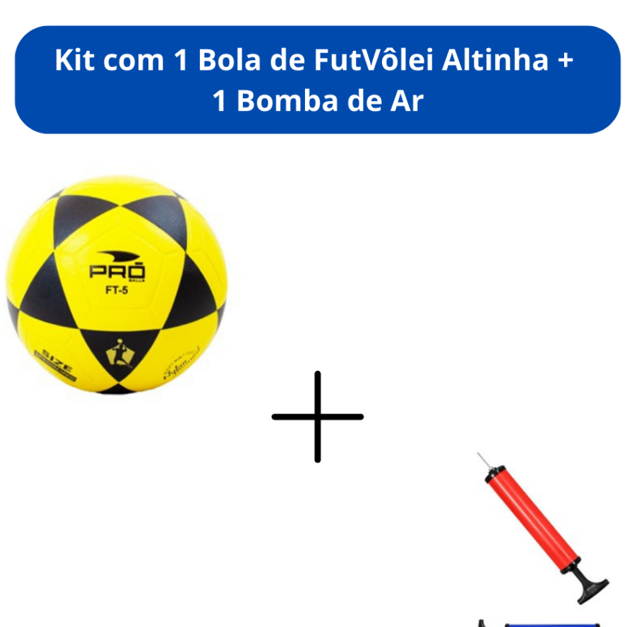 Kit Bola de Futevôlei Altinha Profissional Modelo PRO + Bomba de Ar Premium