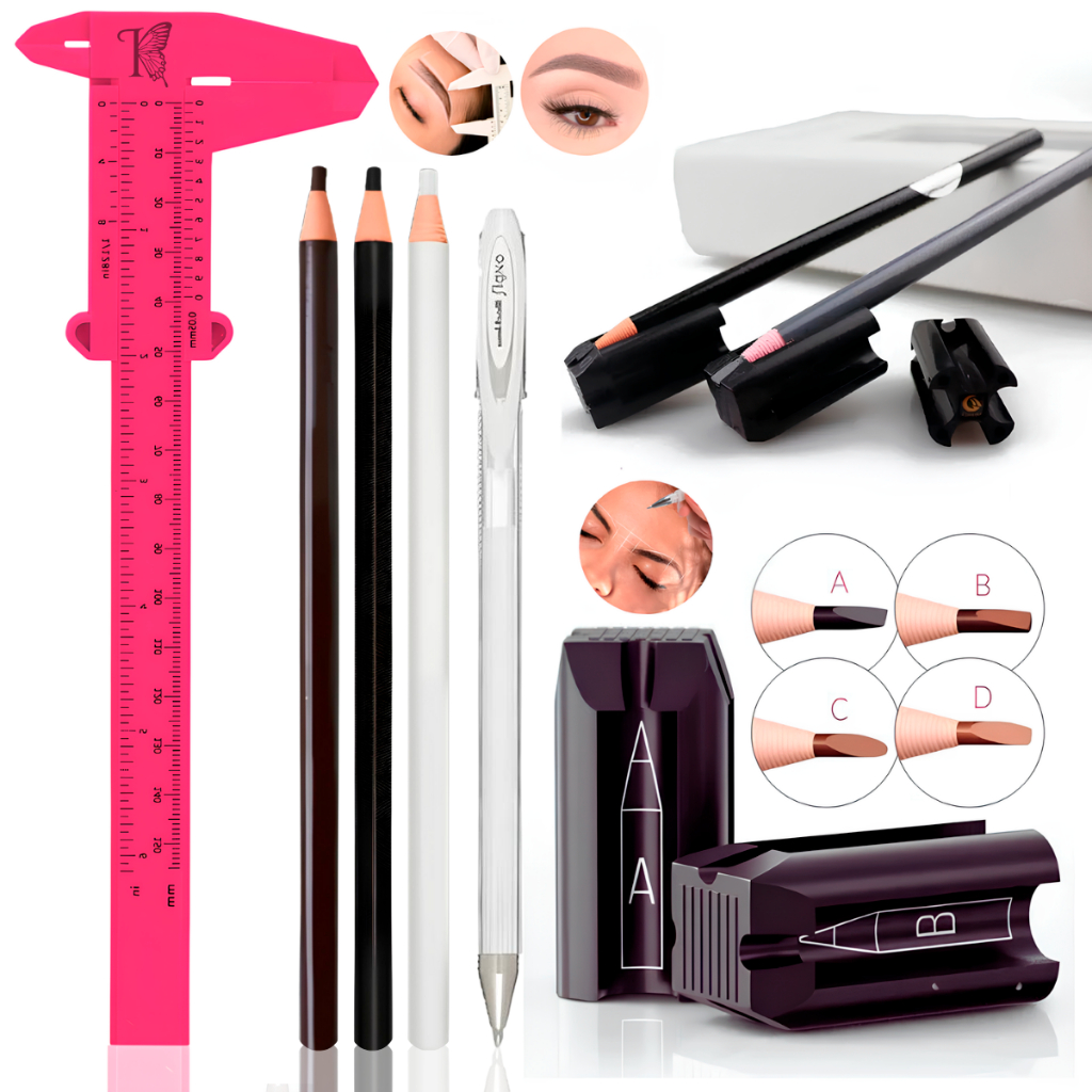 Kit Marcação Profissional Paquímetro Apontador Lápis Caneta Branca em Gel Completo