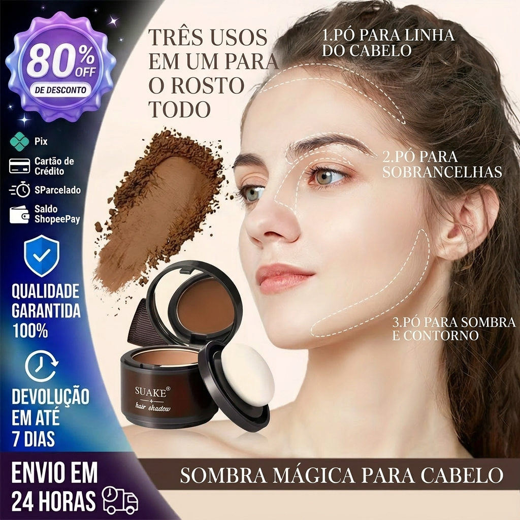 SUAKE Hairline Contouring Shadow Powder retoca e preenche o contorno da linha do cabelo da testa falhas no cabelo