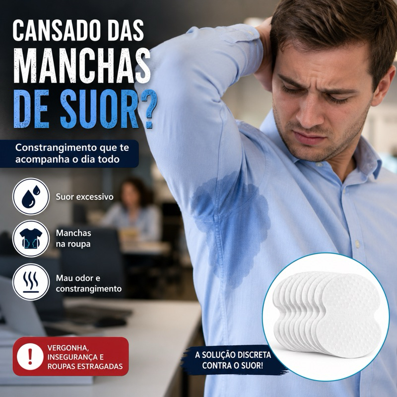 50/200 Absorvente Anti Suor Axila | Pads Adesivo Descartável Respirável pra Roupa | Proteção Contra Manchas