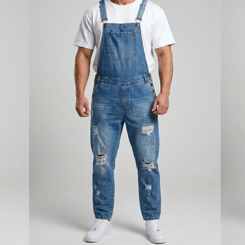 Macacão Masculino Jeans Jardineira Adulto Qualidade Premium Promoção Desconto