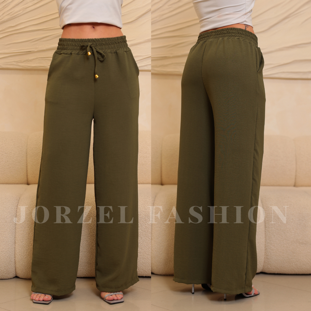 Calça Pantalona Feminina Tecido Duna Cintura Alta e Bolsos Conforto Elegância