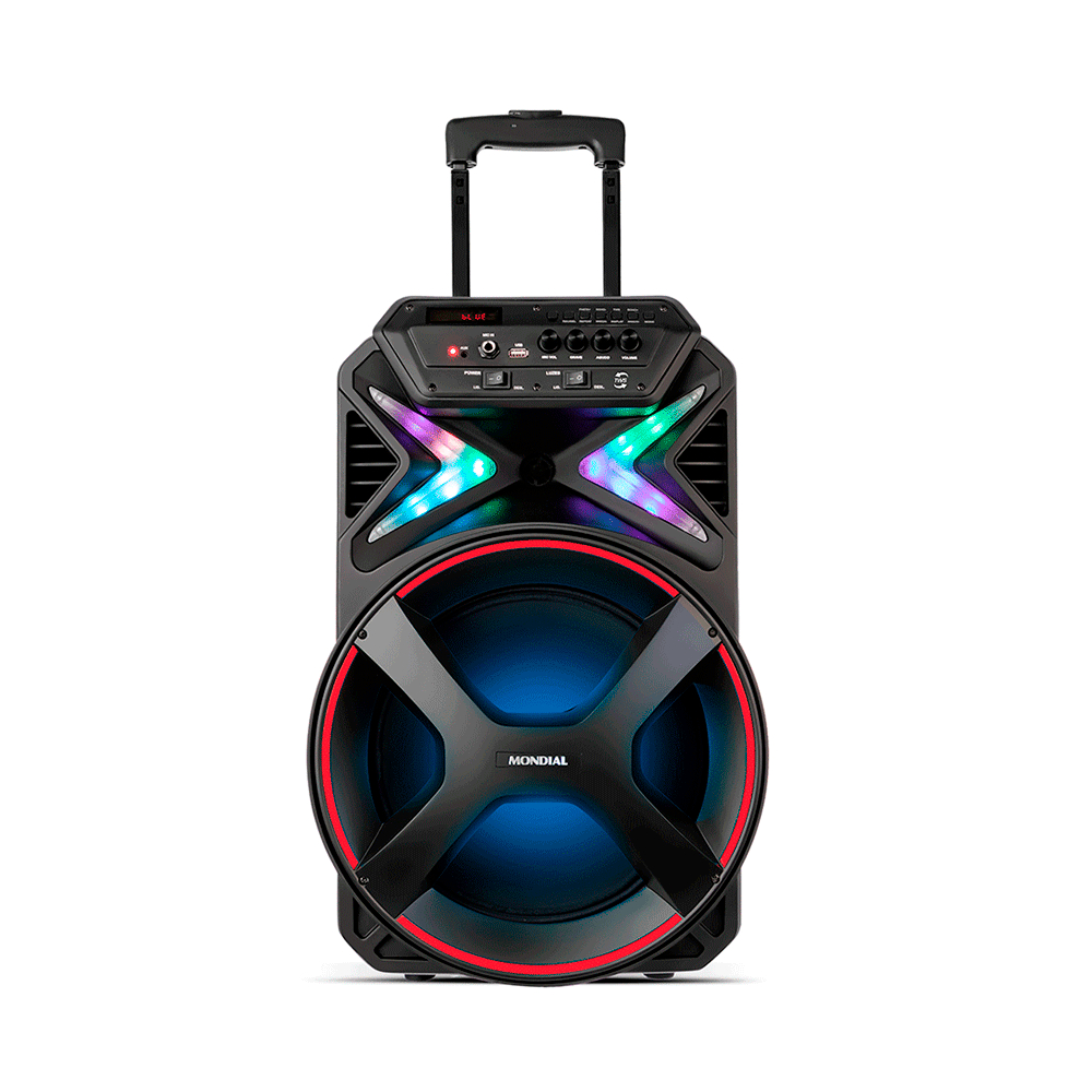 Caixa de Som Amplificada Mondial CM-400 400W RMS Bluetooth USB Rádio FM Bateria Recarregável Bivolt Preta