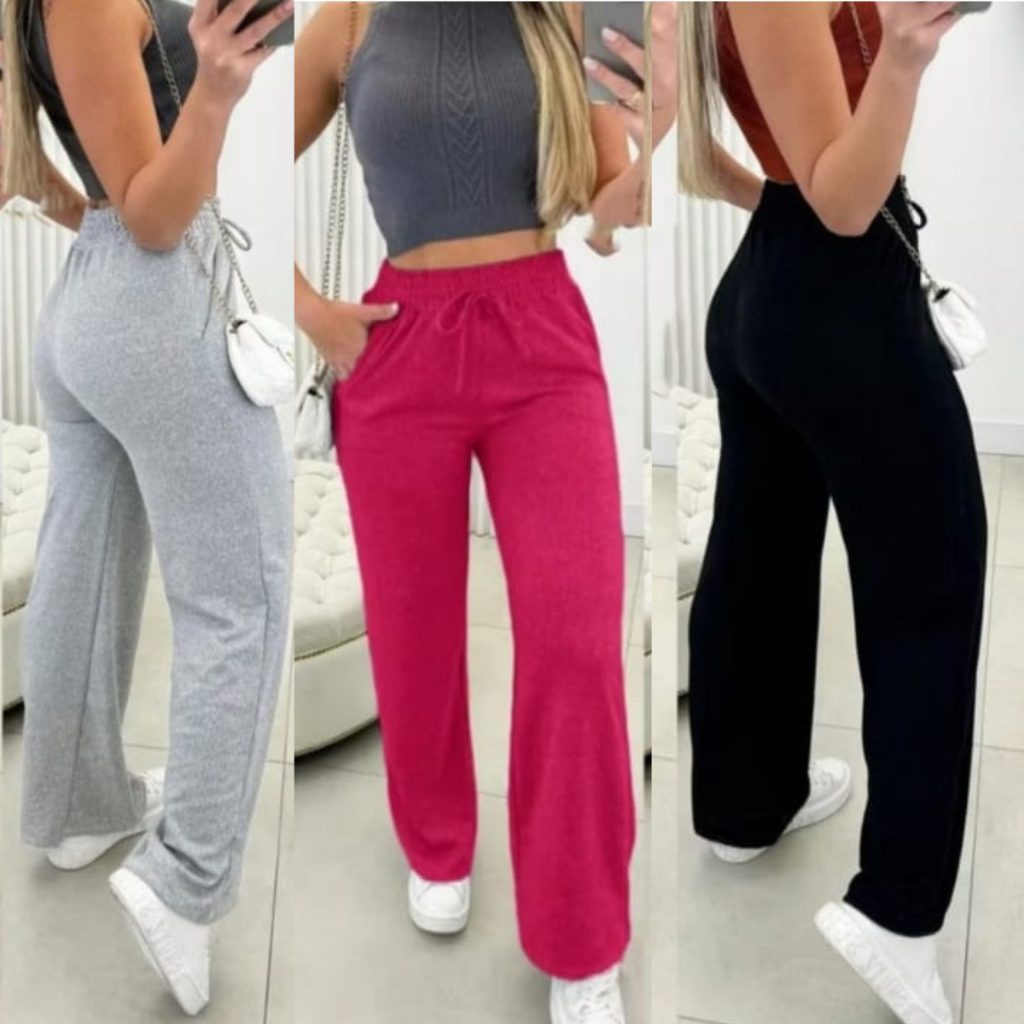 Calça Feminina Lanzinha Soltinha Com Bolsos - Cintura Elástica Ajustável TENDENCIA Inverno 2026