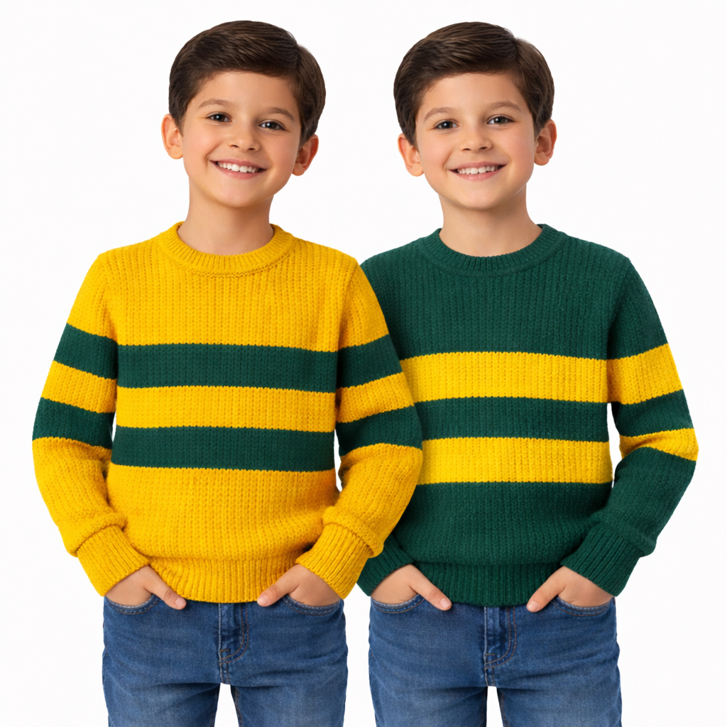 Suéter Infantil Listrado Verde e Amarelo Blusa Do Brasil Quentinha Envios Full