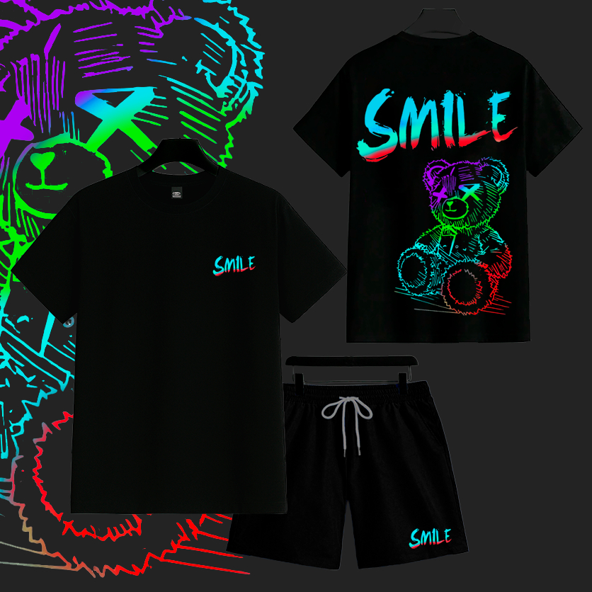 Conjunto Camiseta 30.1 + Bermuda Masculino Tactel Com elastano Smile streetwear lançamento LUXURY