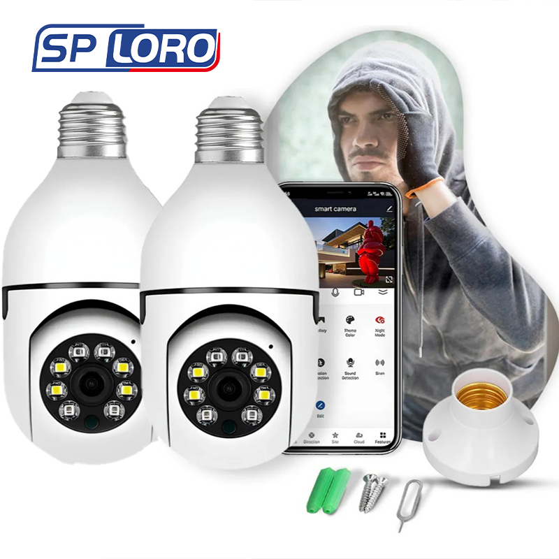 Câmera Segurança Wi-Fi 360 Infravermelho Prova D'água visão notturna Lâmpada Sem Fio 8177