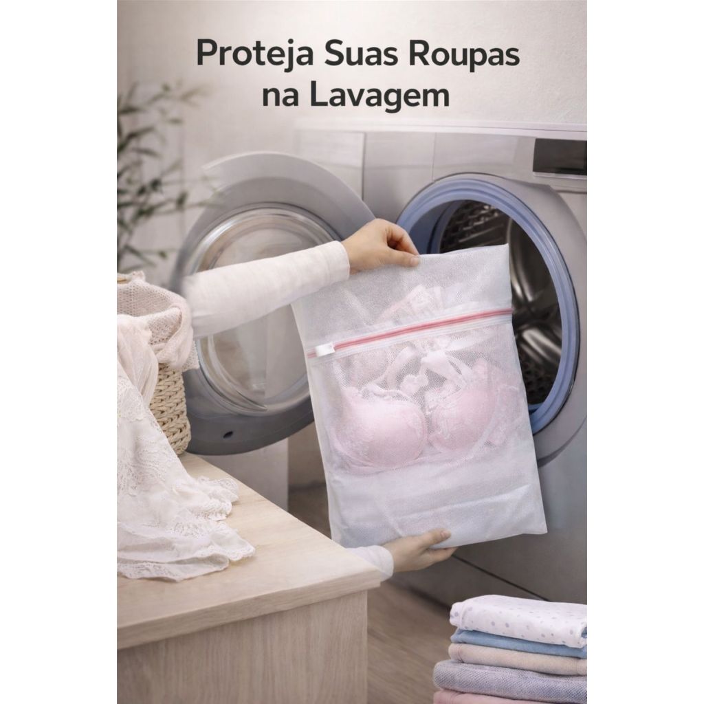Saco Protetor Lavar Roupa Telado com Zíper Lingerie Delicada Kit 3 5 10 15 Un