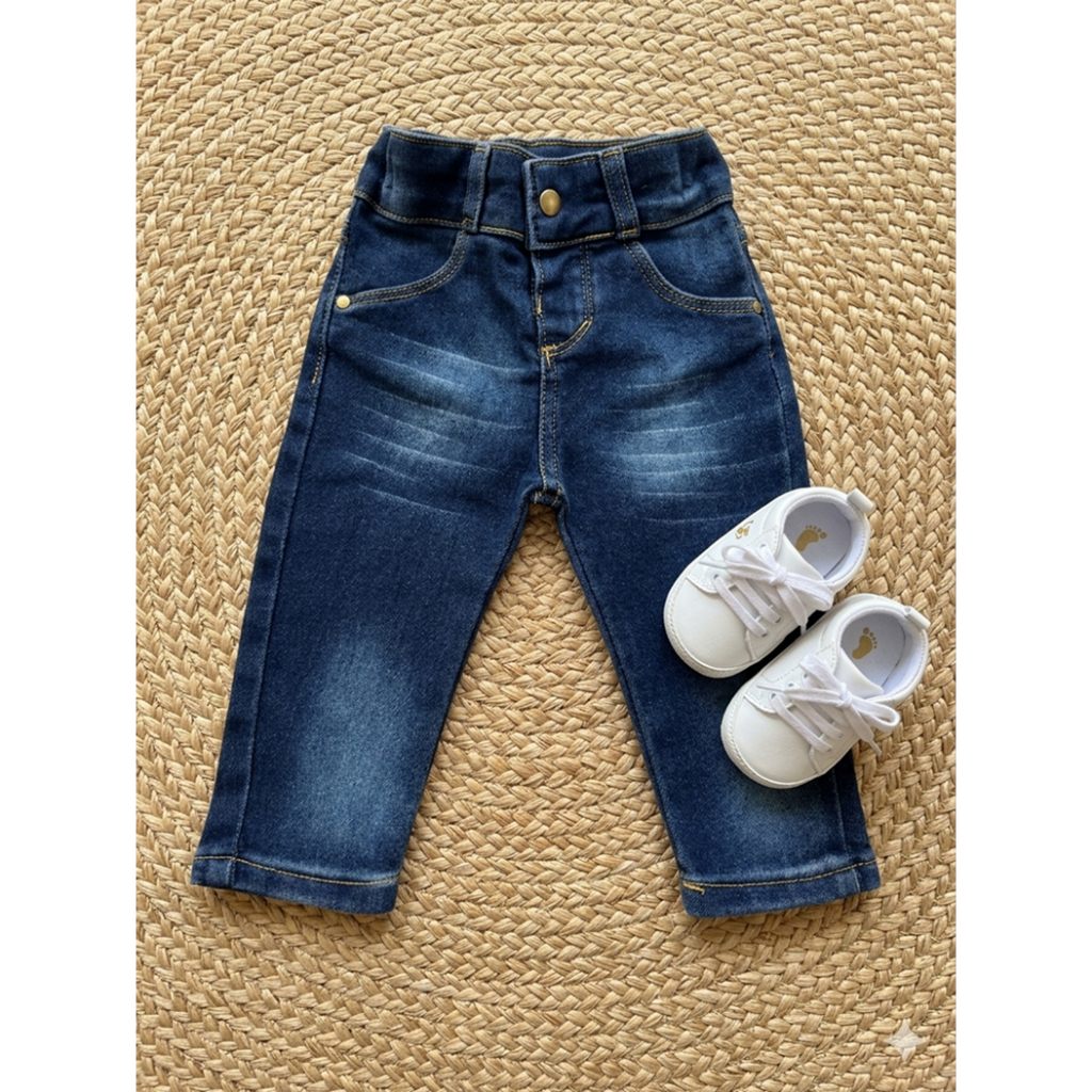 Calça Jeans Bebê Menino e Menina, Veste 03 a 09 Meses Unissex, Tecido Premium Comfort Recém Nascido