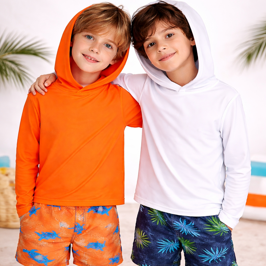 Camiseta UV50+ Infantil Proteção Solar Moda Praia Menino Menina 1 ao 16 Anos