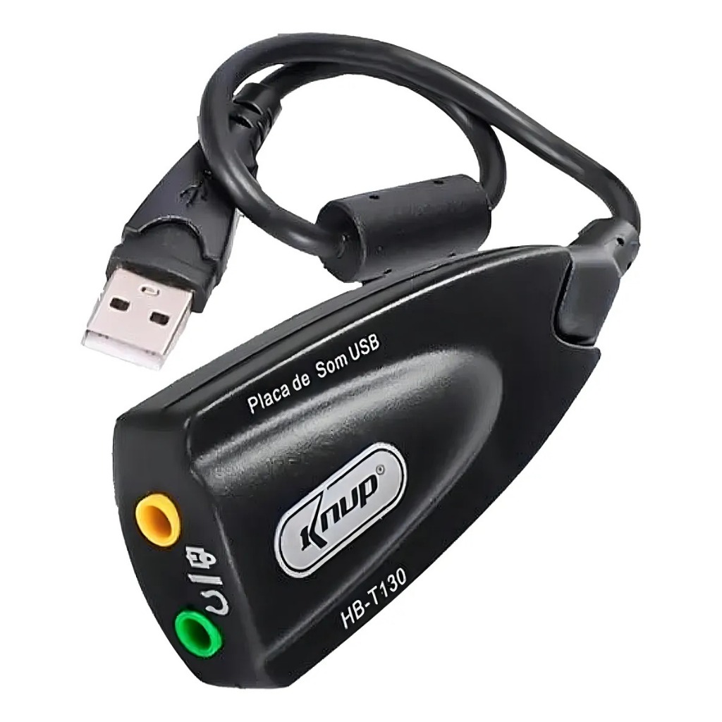 Adaptador USB Placa de Som Externa 7.1 Canal Áudio P2 PC Notebook