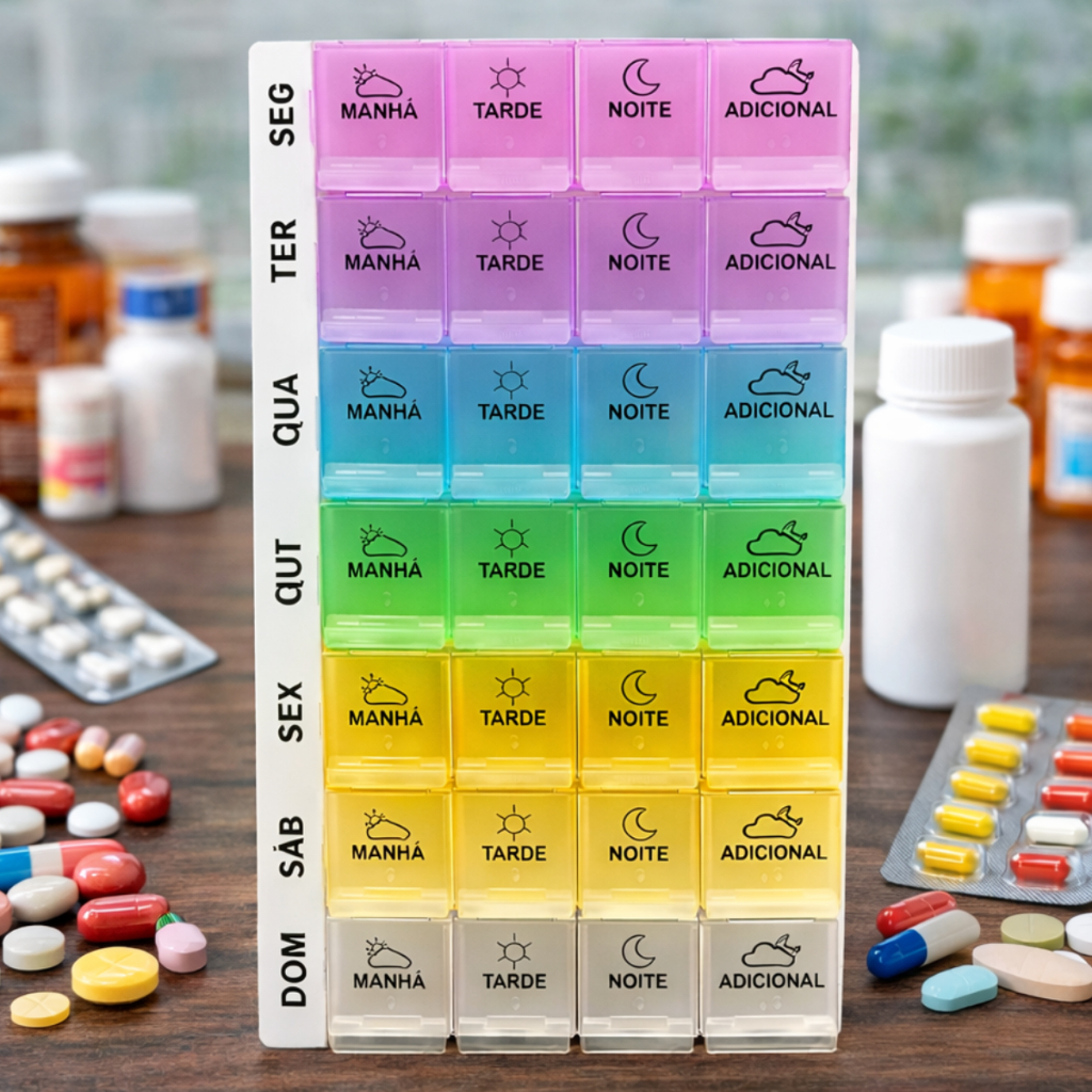 Porta Comprimidos 28 Compartimentos Semanal Medicamento Organizador de Remédios ENVIO IMEDIATO