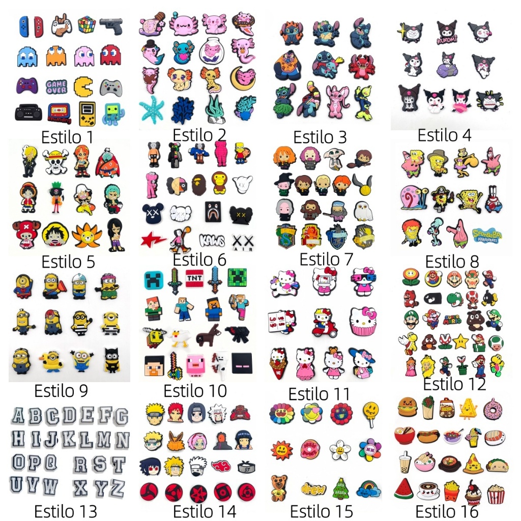 MEIDJ Encantos De Sapato Cartoon Anime Padrão Decorações Acessórios De PVC Com Botão