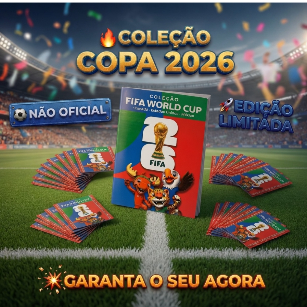 (NÃO É DA PANINI) Álbum Copa Do Mundo KIDS 2026 + Figurinhas Futebol Colecionável [Não Oficial]