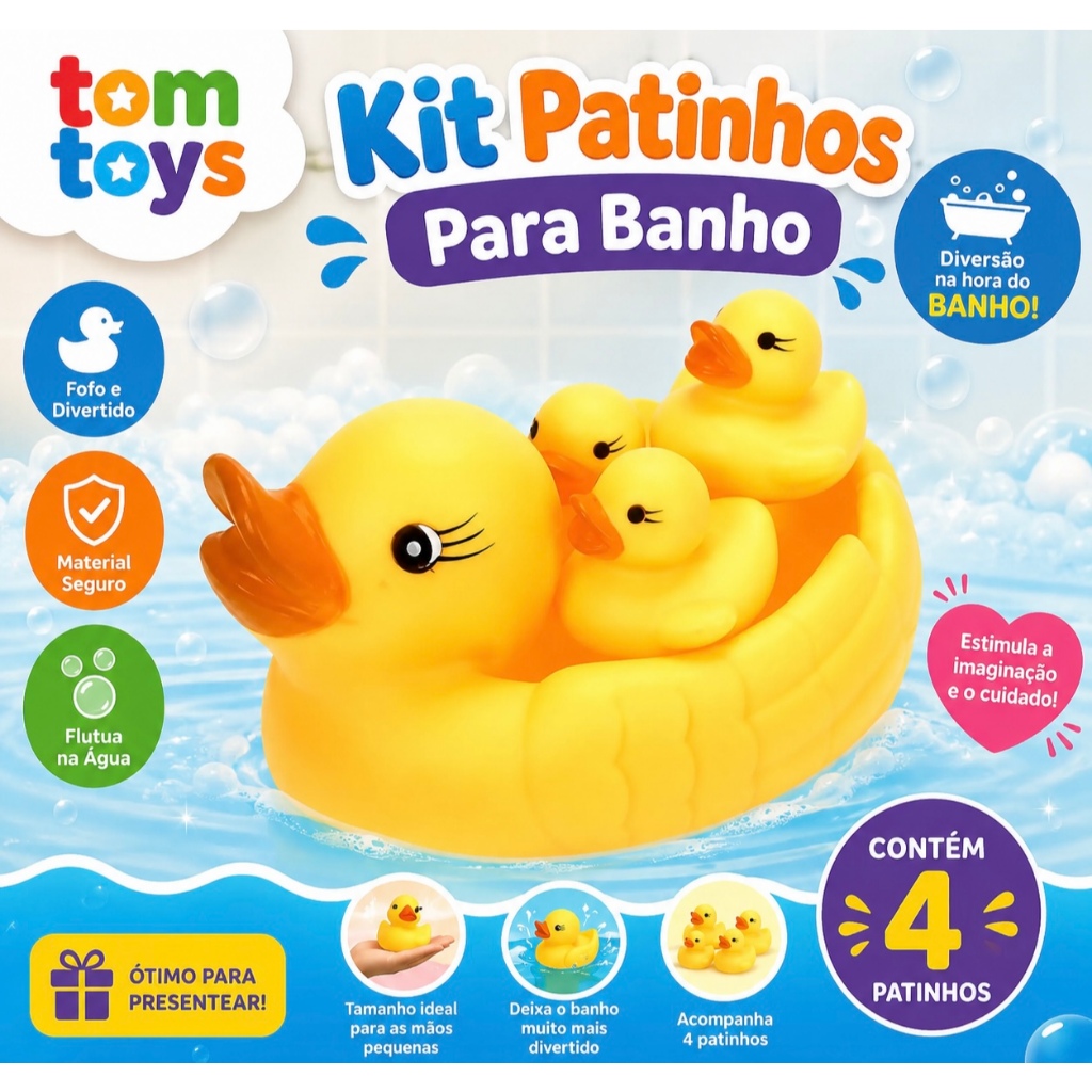 Kit Patinhos de Borracha Para Banho Piscina Bebe Infantil