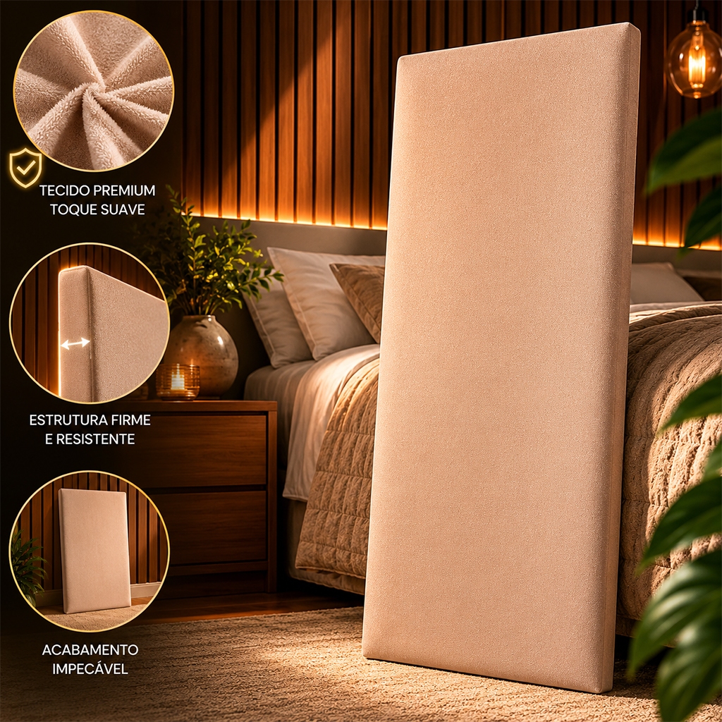 Cabeceiras de Cama Autocolante 60x20cm Cabeceira de Cama para Casal Estofada Adesiva Modulada