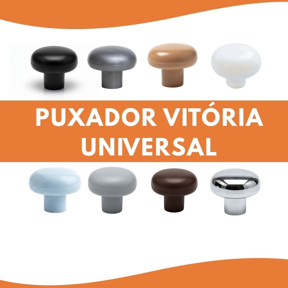 Kit Puxadores Vitória Gaveta Armário Branco Preto Chocolate Avelã Cromado