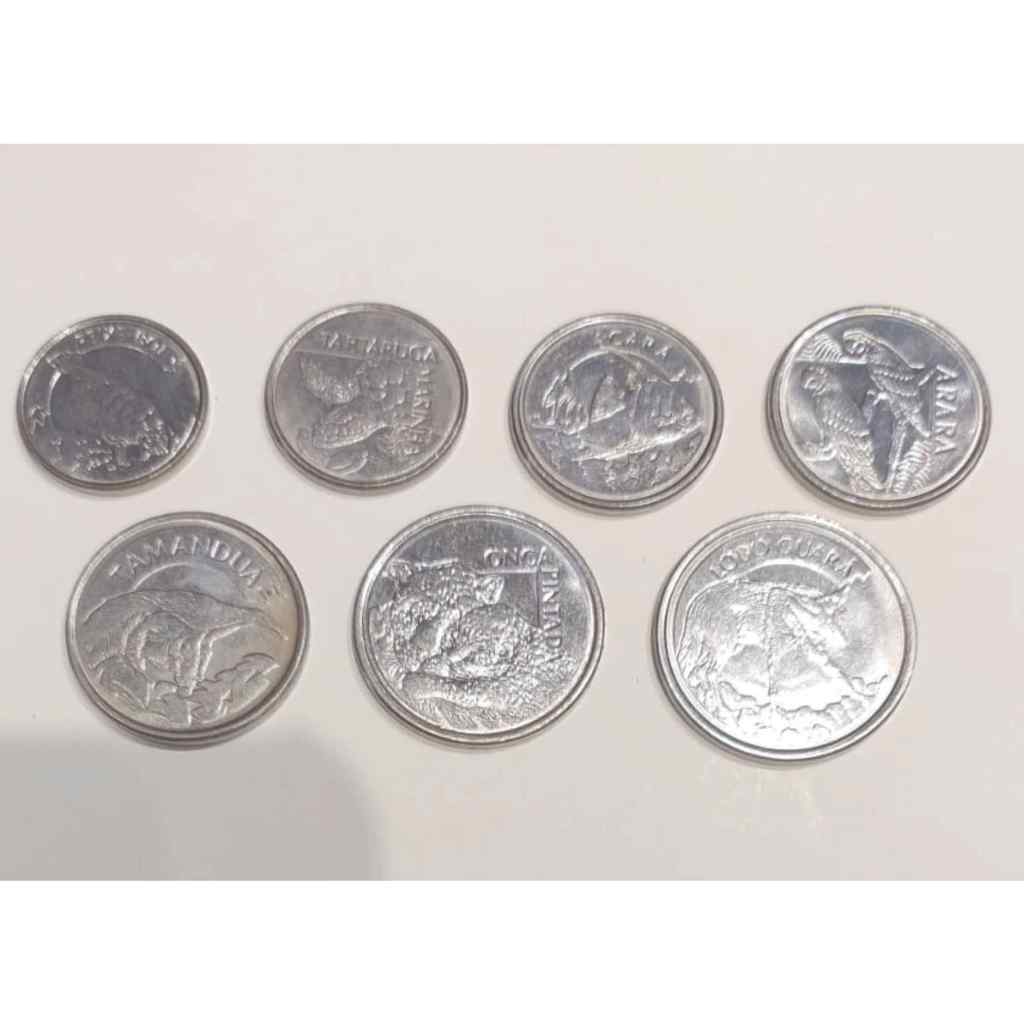 conjunto com 7 moedas da fauna brasileira - serie