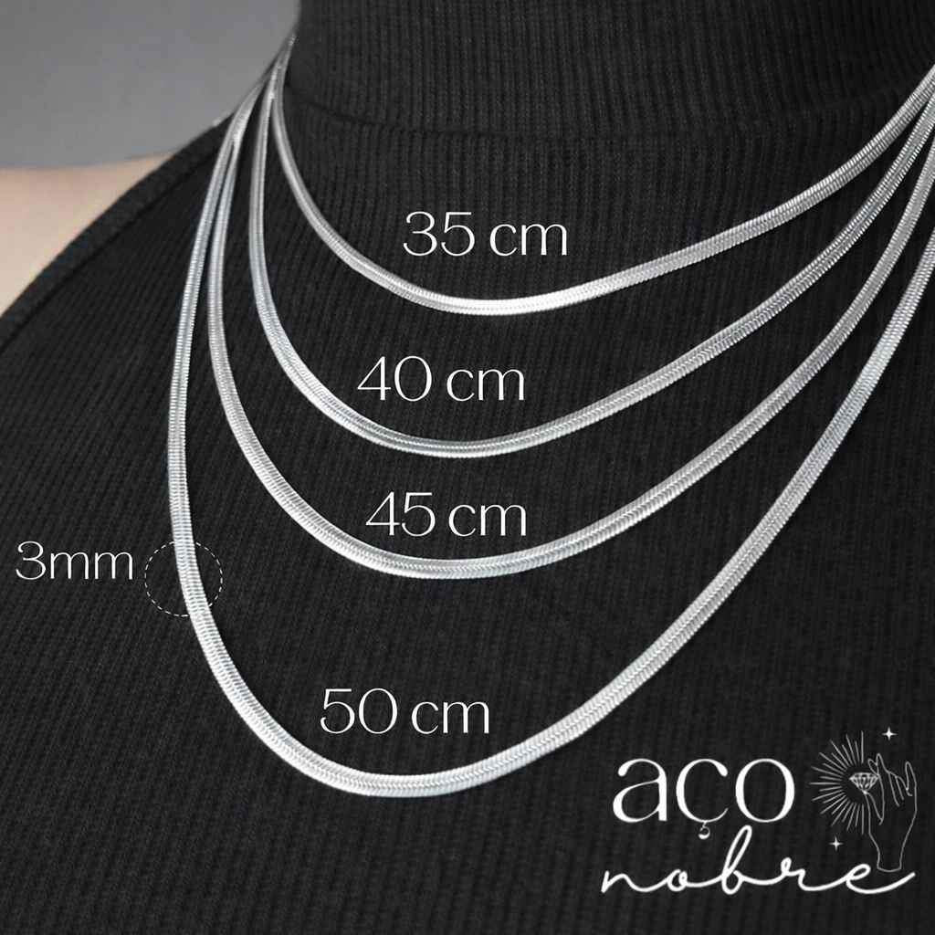 Choker Fita Aço Inoxidável Não Escurece Inox 3mm