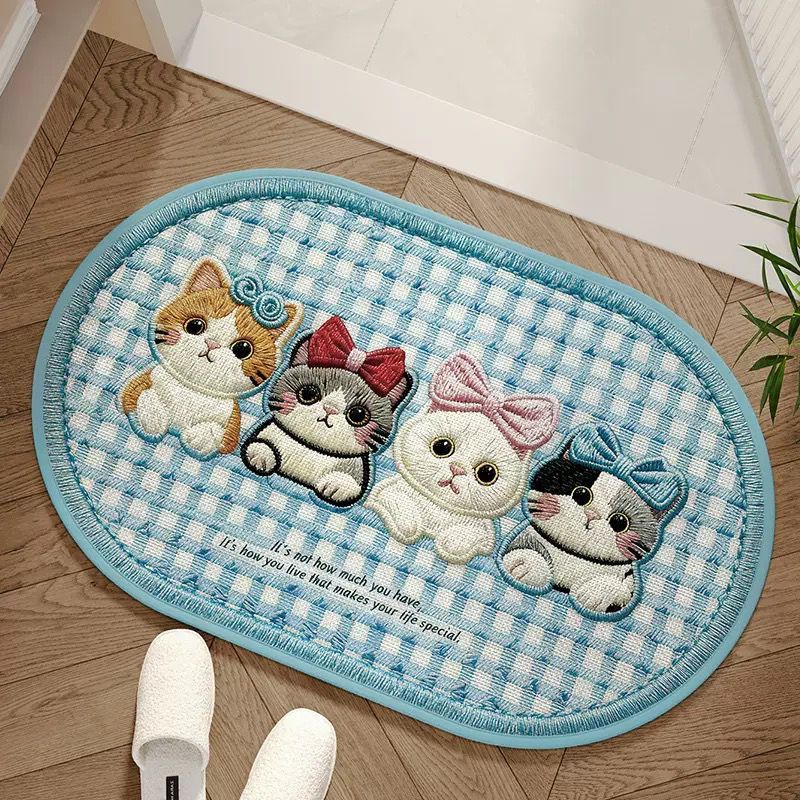 Tapete Antiderrapante 40x60cm Cartoon 3D Absorvente para Banheiro Cozinha Base PVC