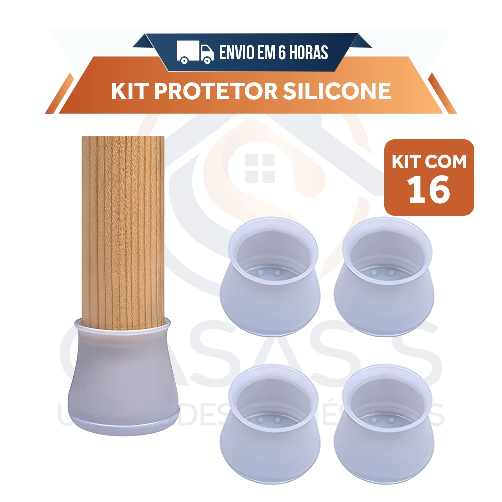 Kit Com 16 Protetores De Silicone Para Pés De Cadeiras E Mesas - Pezinhos Redondos, Antiderrapantes e Duráveis