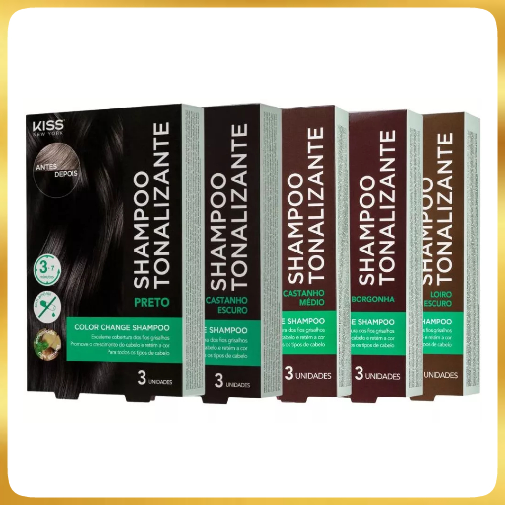 Kiss New York Color Change Shampoo Tonalizante Castanho Escuro&Preto