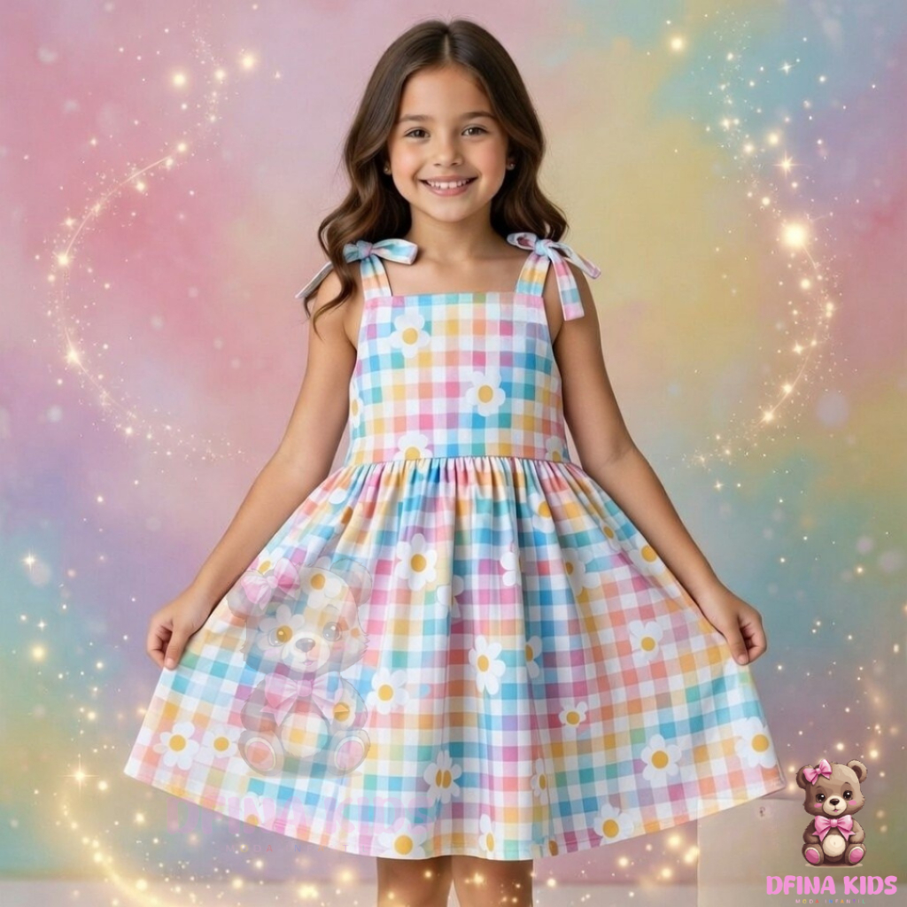 Vestido Infantil Rodado Colorido Menina Festa Verão Confortável