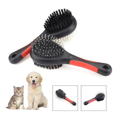 Kit2 Pente Escova 2 Em 1 Dupla Face Tira Pelos Gato Cachorro Massagem Pet