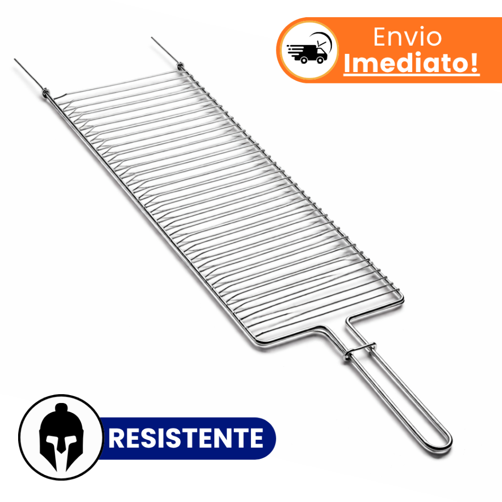 Grelha de Peixe Churrasco Abaulada Dupla 70 x 20 Assar Peixe Carne Churrasco Grande Premium