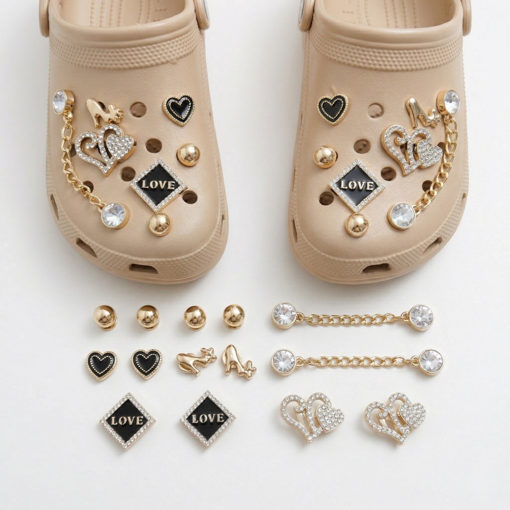 Charms para Sandália Feminino Elegante – Kit Variado com Pérolas e Strass