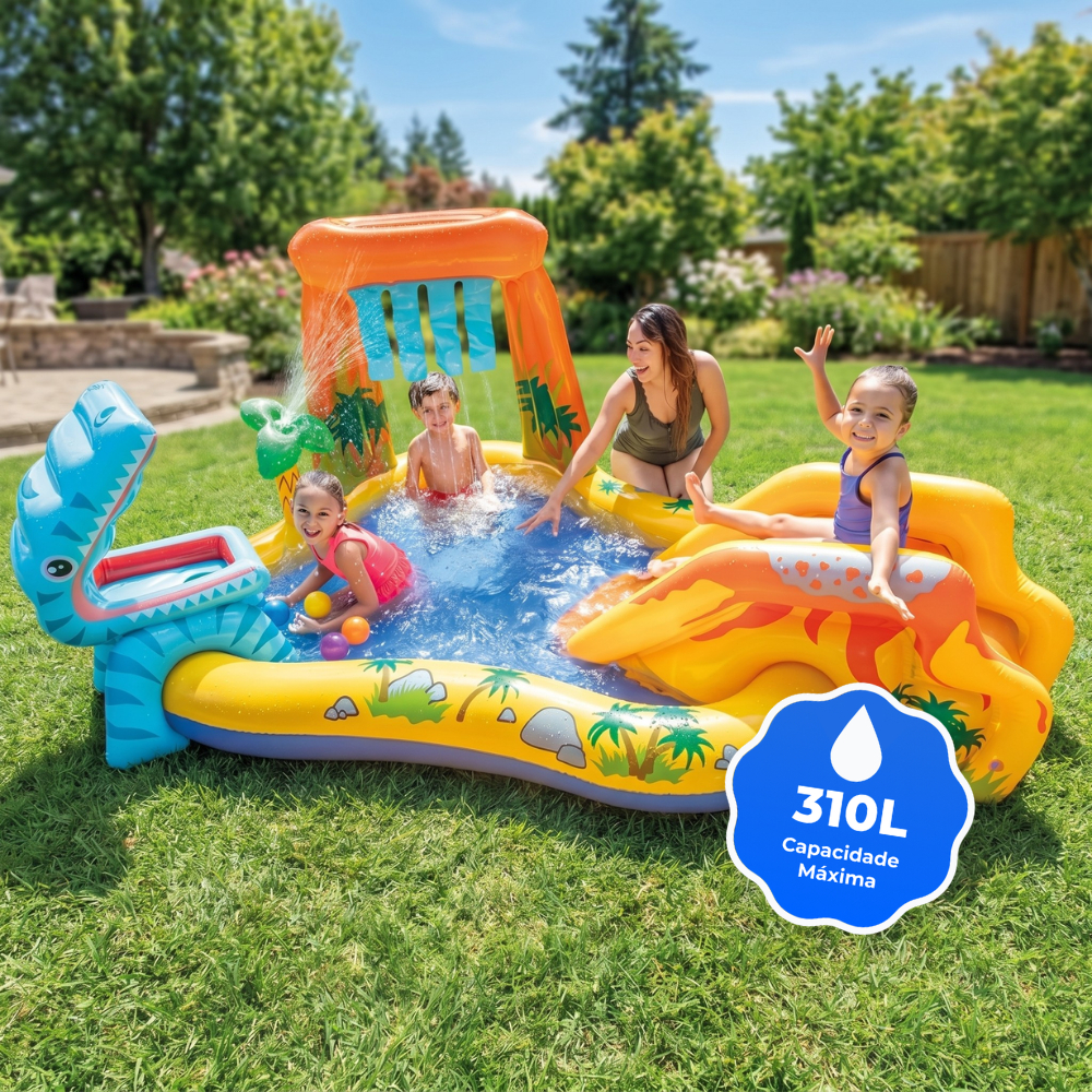 Piscina Infantil Playground Centro de Diversões Dinossauro Intex 310 Litros