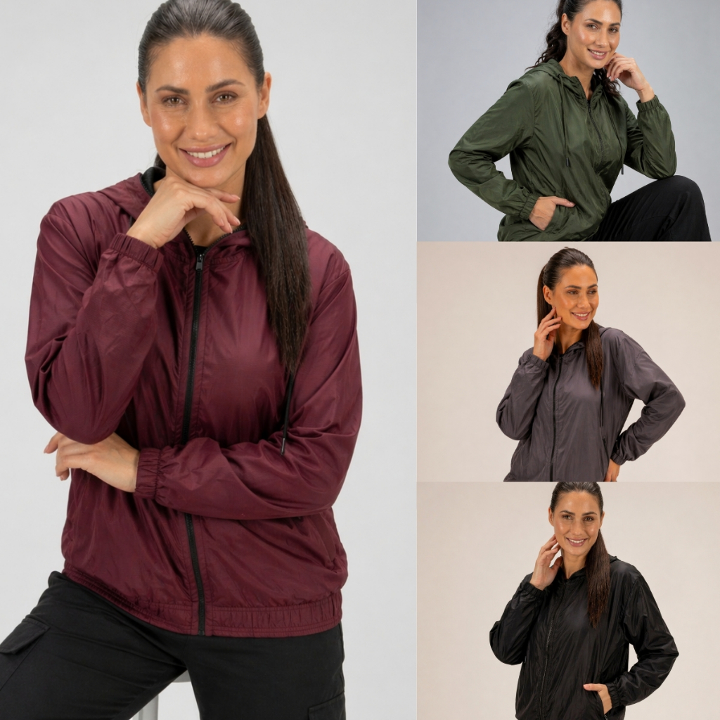 Jaqueta Blusa Corta Vento Feminina Esportiva Corrida Leve Inverno Frio Motoqueira Lisa Impermeavel