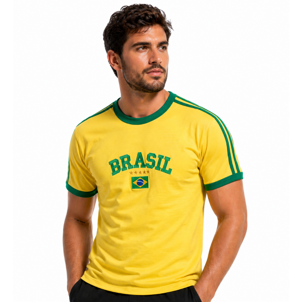Blusa Retrô Brasil Bordada bandeira
