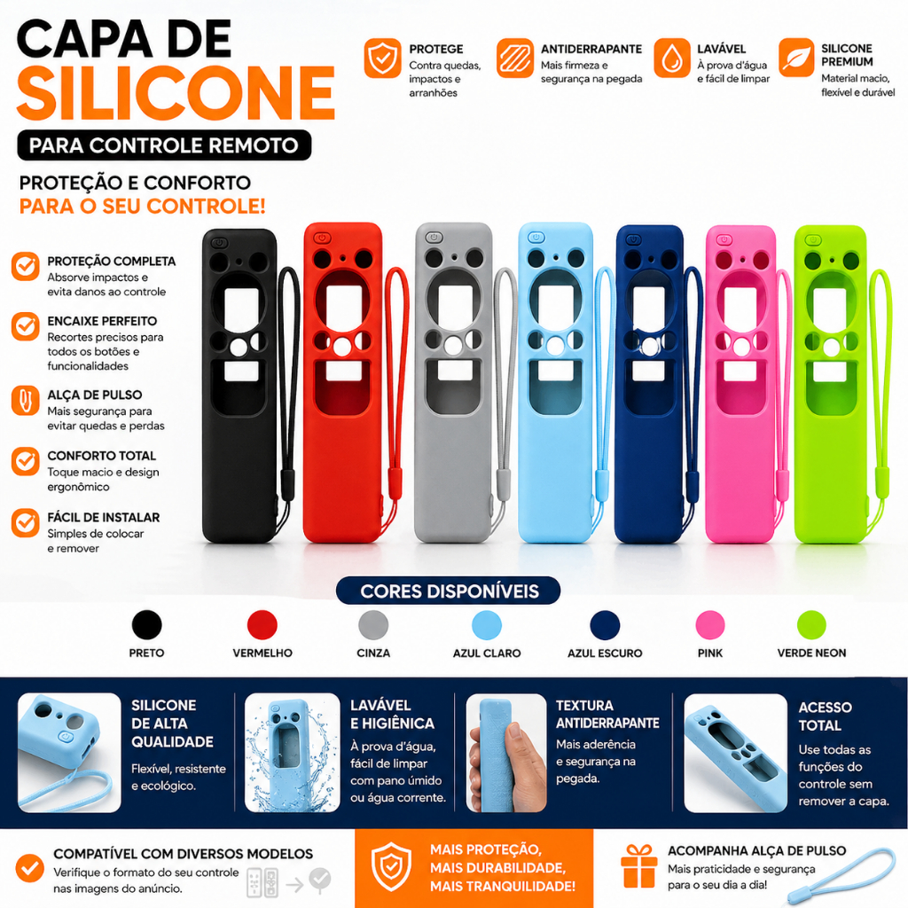 Capa de Controle Remoto Samsung Solar Cell 2025 BN59-01432A - Proteção Contra Riscos e Impactos, Alça de Pulso